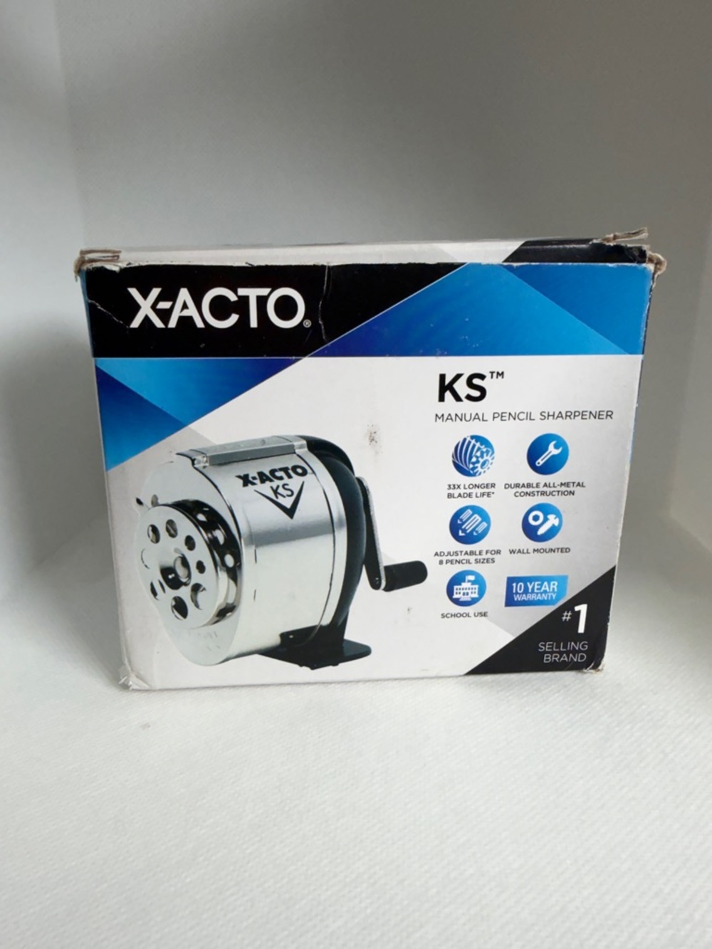 X-ACTO KS Manual Pencil Sharpener Black Chrome 1031 Wall Mounted